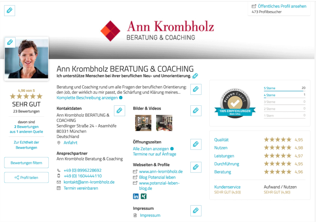Kundenbewertungen Ann Krombholz Coaching